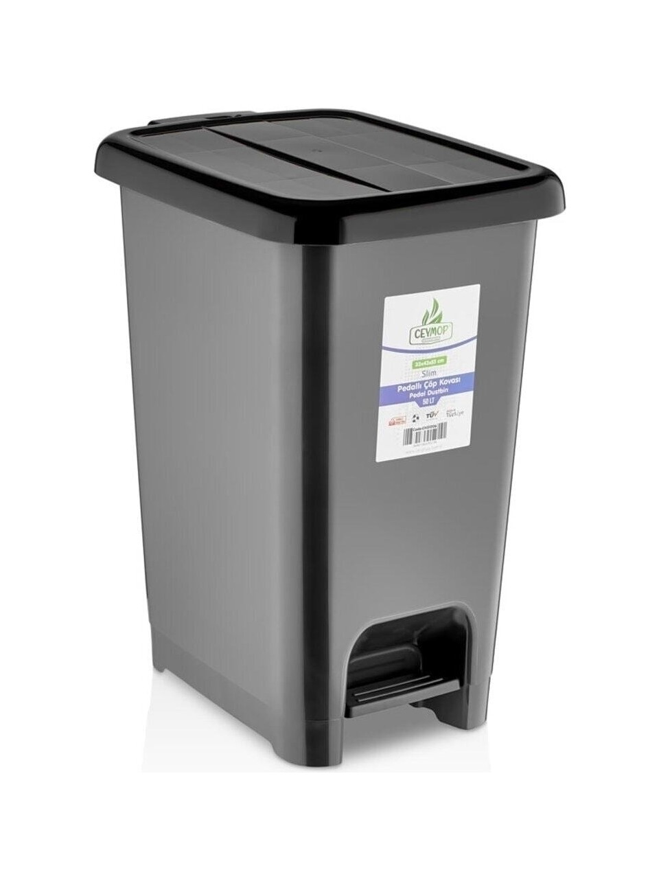 Slim Pedallı Renkli Çöp Kovası 50 Lt - Görsel 2