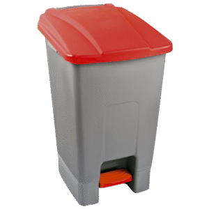 PEDALLI TEKERLEKLİ ÇÖP KOVASI 70 LT KIRMIZI