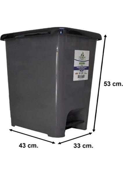 Slim Pedallı Renkli Çöp Kovası 50 Lt - Görsel 3