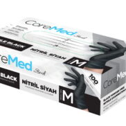 CoreMed Siyah Nitril Muayene Eldiveni 100'Lü Medium