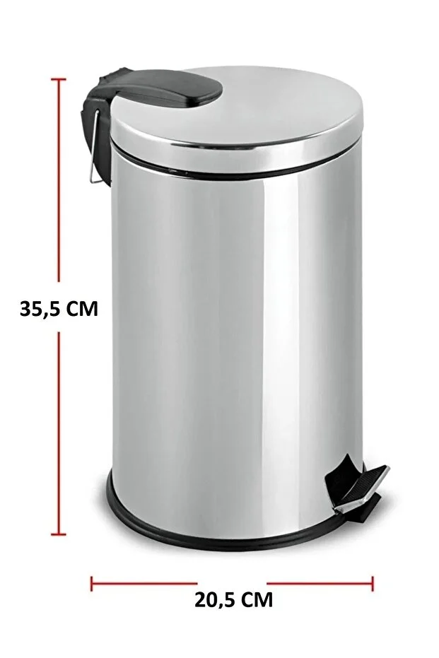 Pedallı Krom Çöp Kovası 8 Lt - Görsel 2