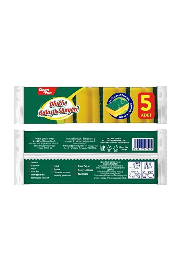 Clean House Oluklu Bulaşık Süngeri 5'Li - Görsel 2