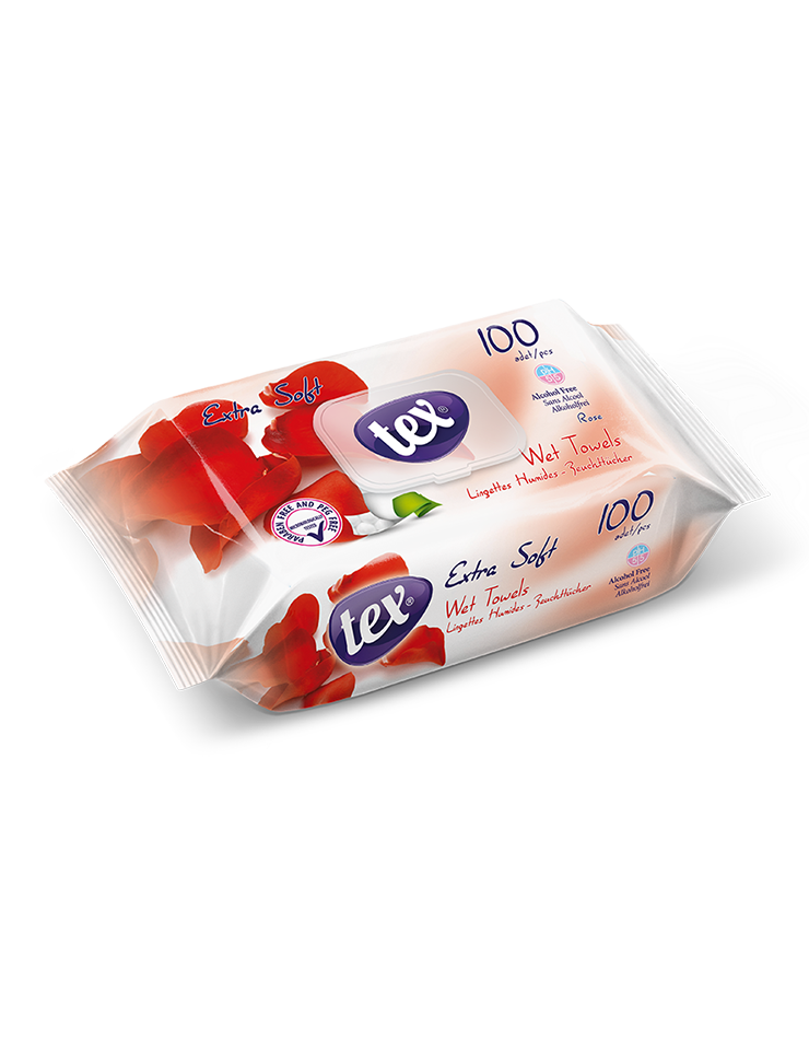 Tex Baby Islak Havlu 100’lü Kapaklı Gül
