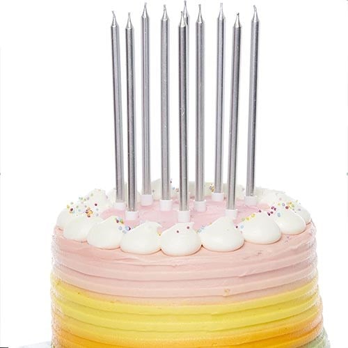 Gümüş Renkli Çubuk Mum 7'Li - Görsel 2