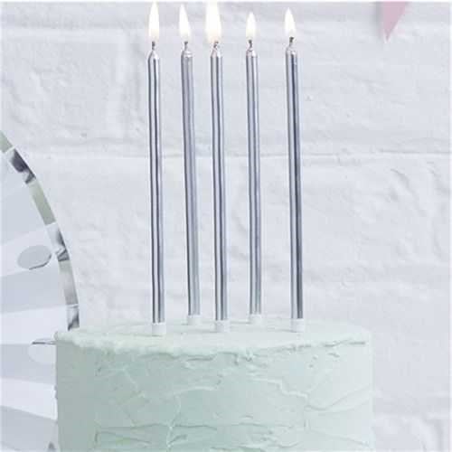 Gümüş Renkli Çubuk Mum 7'Li - Görsel 3