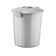 Kapaklı Gri Lüks Battal Orta Çöp Kovası 55 Litre