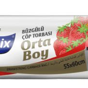 Polmix Extra Güçlü Büzgülü Çilek Kokulu Orta Boy Çöp Poşeti 55*60 cm