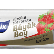 Polmix Extra Güçlü Büzgülü Çilek Kokulu Büyük Boy Çöp Poşeti 65*70 cm