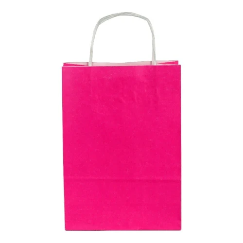 Burgu Saplı Pembe Kağıt Çanta 18x24x9 cm - Görsel 2