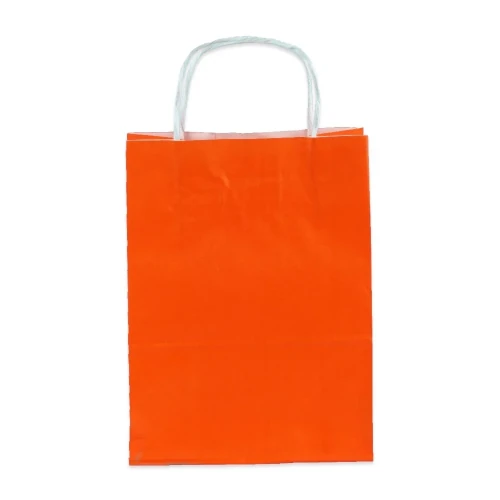 Burgu Saplı Turuncu Kağıt Çanta 32x40x12 cm - Görsel 2
