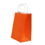 Burgu Saplı Turuncu Kağıt Çanta 18x24x9 cm