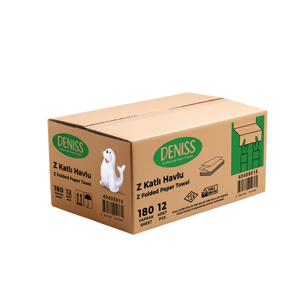 Deniss Z Katlı Kağıt Havlu 12 Adet 180 Yaprak