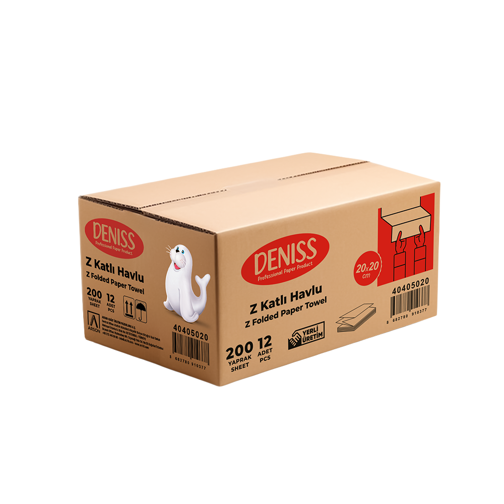 Deniss Z Katlı Kağıt Havlu 12 Adet 200 Yaprak
