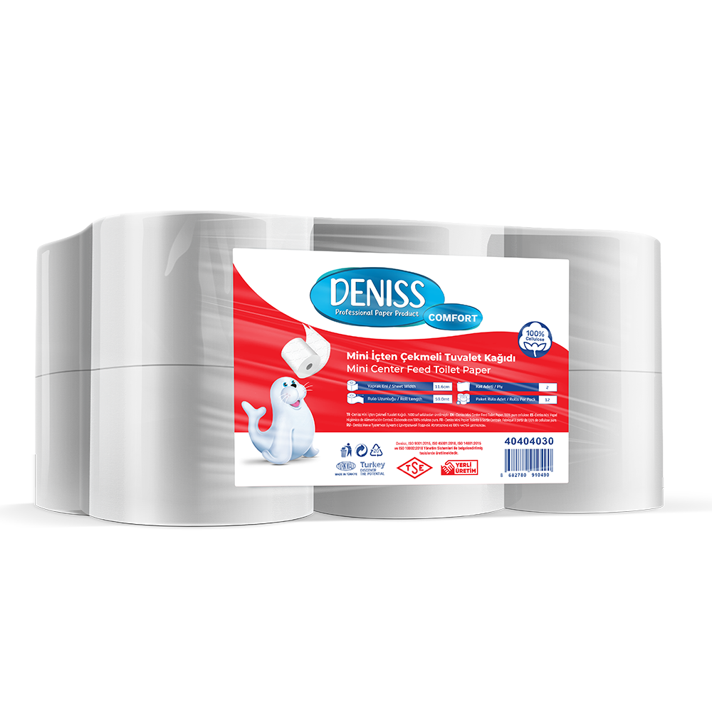 Deniss Comfort Mini İçten Çekmeli Tuvalet Kağıdı 12 Rulo