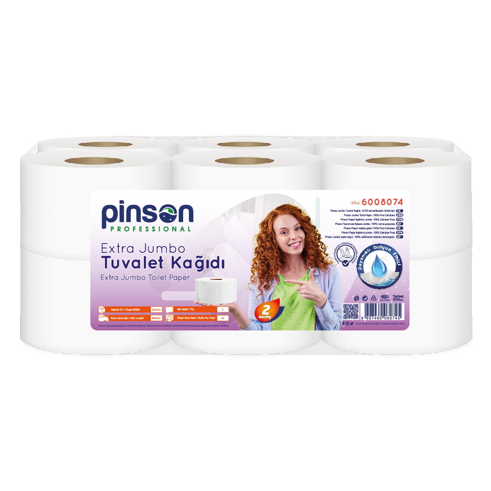 Pinson Extra Jumbo Tuvalet Kağıdı 12'Li Rulo 96 Metre