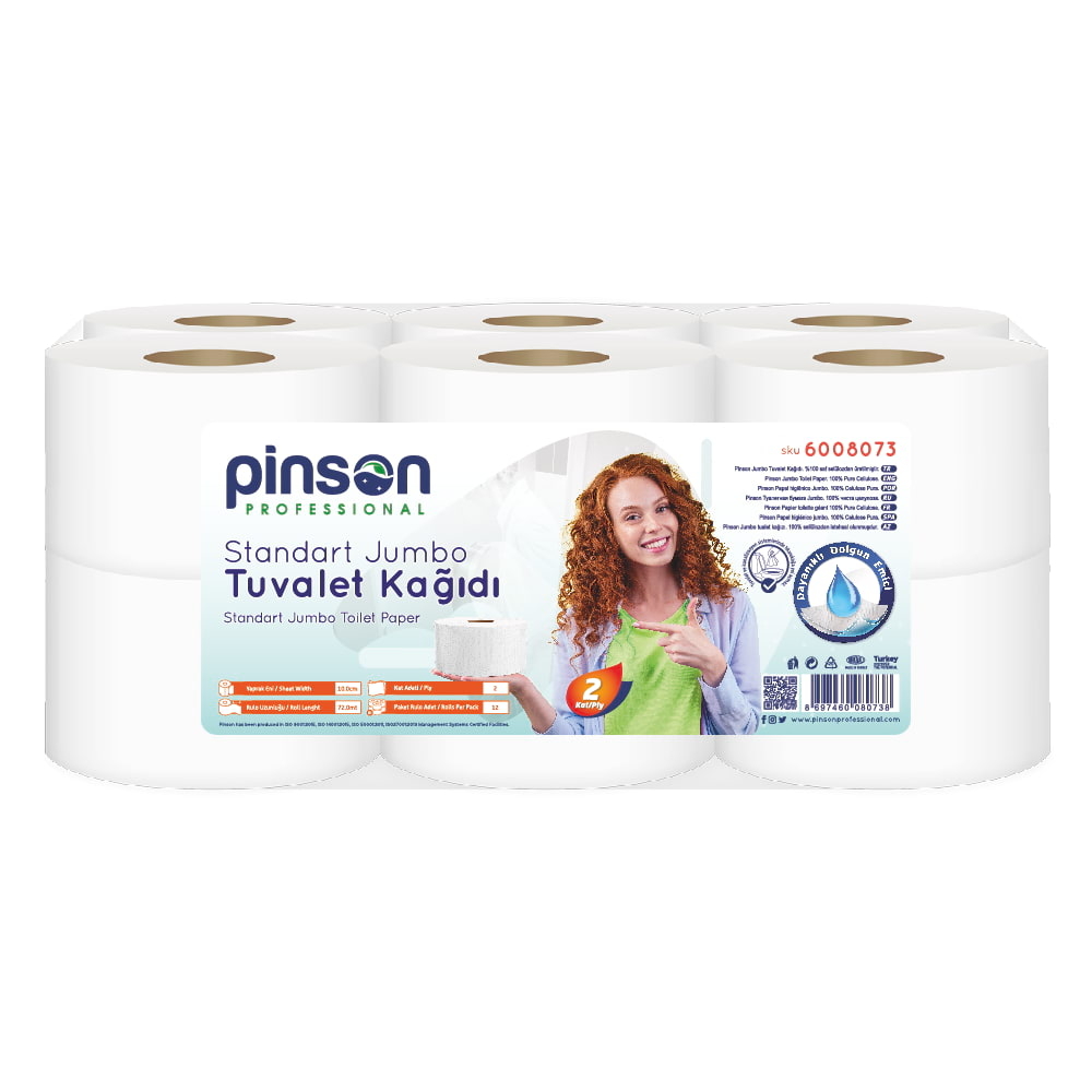 Pinson Standart Jumbo Tuvalet Kağıdı 12'Li Rulo 72 Metre