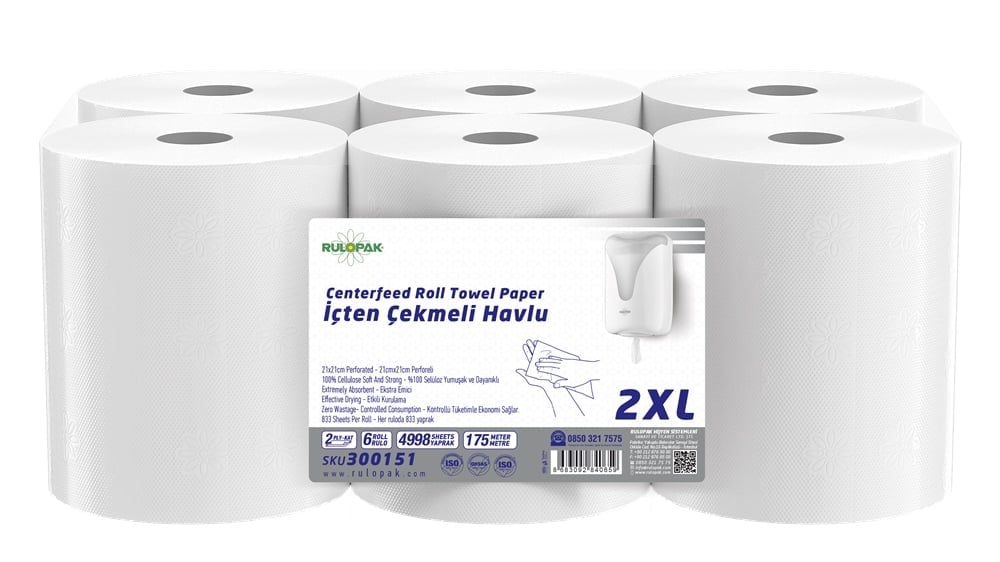 Rulopak İçten Çekmeli Kağıt Havlu 2 XL 6'Lı Rulo