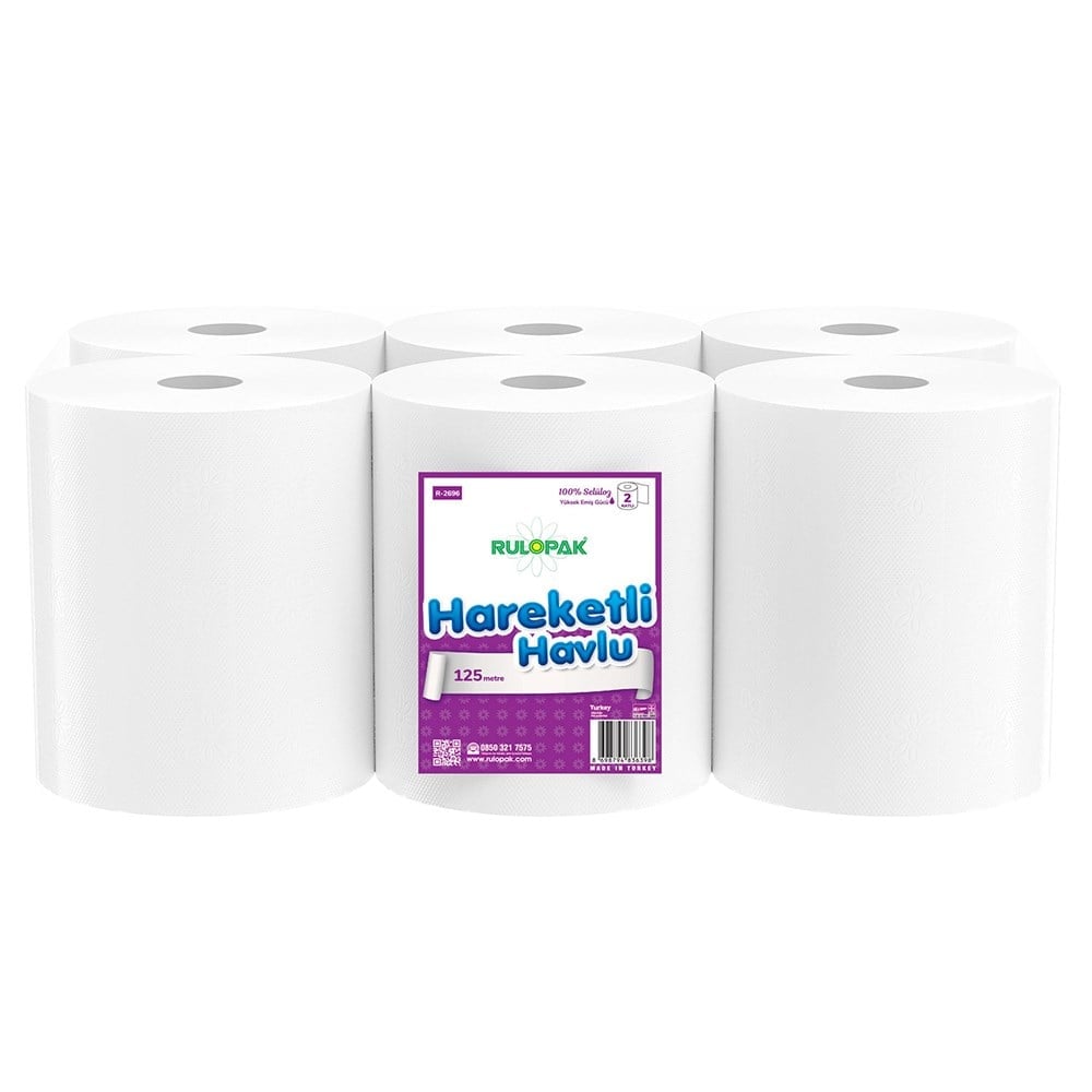 Rulopak Hareketli Kağıt Havlu 6'Lı Rulo 125 Metre